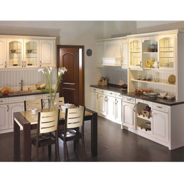 Foshan Manufacturer Wholesale Modern White Lacquer Solid Wood Kitchen Cabinet